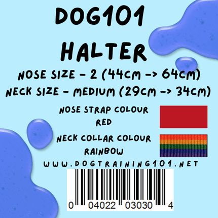 Dogtraining101 Retail Dog Super Store Medium 24cm to 29cm Nose Red - Neck Rainbow - Size 2 Dog101 Halter