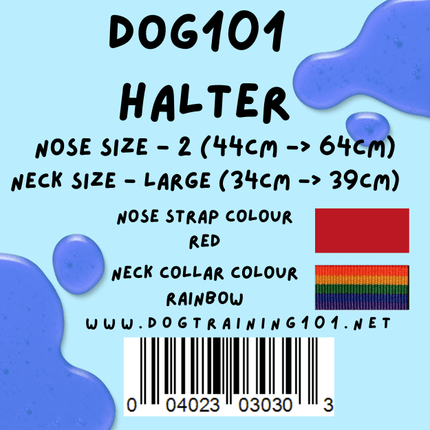 Dogtraining101 Retail Dog Super Store Large 29cm to 34cm Nose Red - Neck Rainbow - Size 2 Dog101 Halter