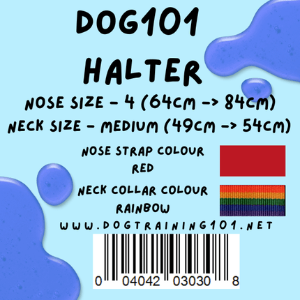 Dogtraining101 Retail Dog Super Store Medium 44cm to 49cm Nose Red - Neck Rainbow- Size 4 Dog101 Halter