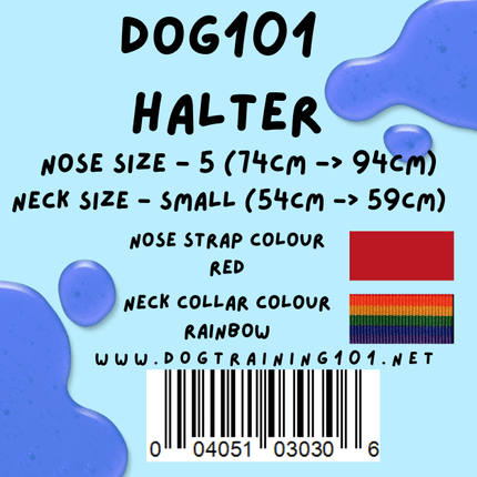 Dogtraining101 Retail Dog Super Store Small 49cm to 54cm Nose Red - Neck Rainbow - Size 5 Dog101 Halter