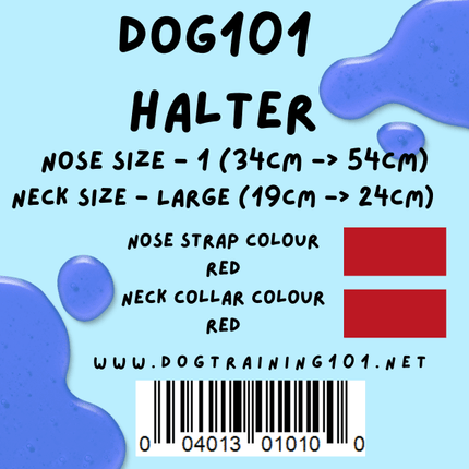 Dogtraining101 Retail Dog Super Store Large 19cm to 24cm Nose Red - Neck Red - Size 1 Dog101 Halter