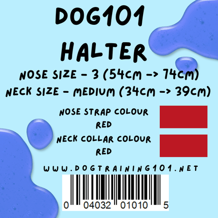 Dogtraining101 Retail Dog Super Store Medium 39cm to 44cm Nose Red - Neck Red - Size 3 Dog101 Halter