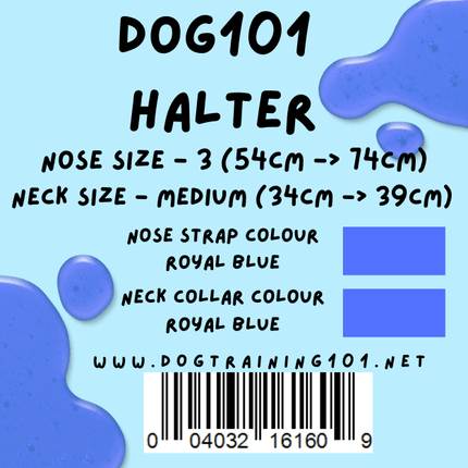 Dogtraining101 Retail Dog Super Store Medium 39cm to 44cm Nose Royal Blue - Neck Royal Blue - Size 3 Dog101 Halter