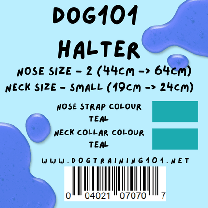 Dogtraining101 Retail Dog Super Store Small 19cm to 24cm Nose Teal - Neck Teal - Size 2 Dog101 Halter