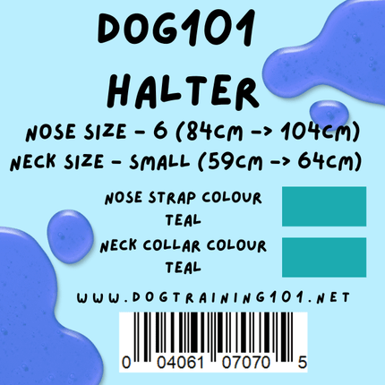 Dogtraining101 Retail Dog Super Store Small 59cm to 64cm Nose Teal - Neck Teal - Size 6 Dog101 Halter