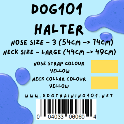 Dogtraining101 Retail Dog Super Store Large 44cm to 49cm Nose Yellow - Neck Yellow - Size 3 Dog101 Halter