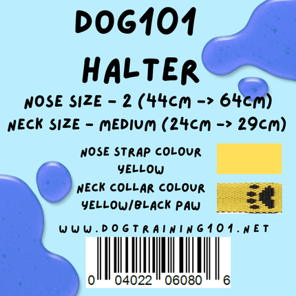 Dogtraining101 Retail Dog Super Store Medium 24cm to 29cm Nose Yellow - Neck Yellow/Black Paw - Size 2 Dog101 Halter