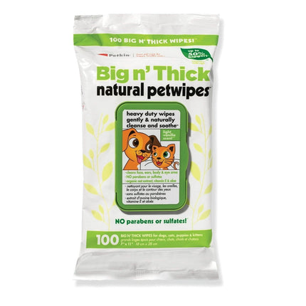Dogtraining101 Retail Super Store Petkin Big N Thick Natural Pet Wipes For Dogs And Cats 100 Pack