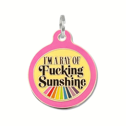 Bad Tags Pink Ray of Sunshine charm or pet id tag