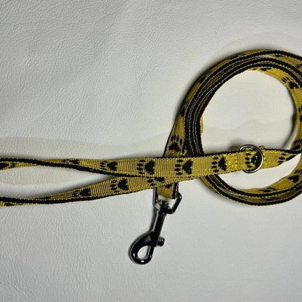 Dogtraining101 Puppy/Small Dog Black Paw/Yellow 1.2m x 15mm Lead