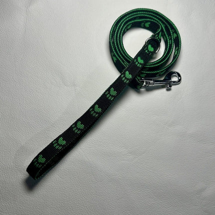 Dogtraining101 Puppy/Small Dog Green Paw/Bkack 1.2m x 15mm Lead