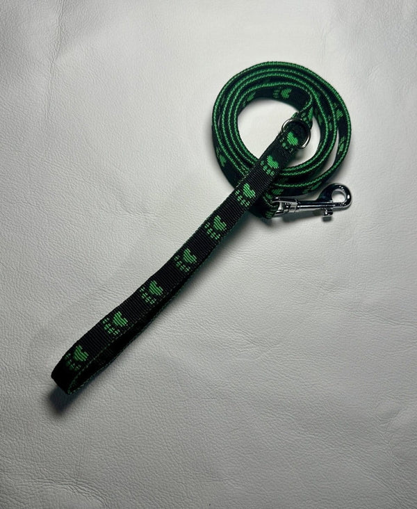 Dogtraining101 Puppy/Small Dog Green Paw/Bkack 1.2m x 15mm Lead