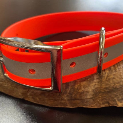 Dogtraining101 Medium / Black Reflective Orange Biothane Collar