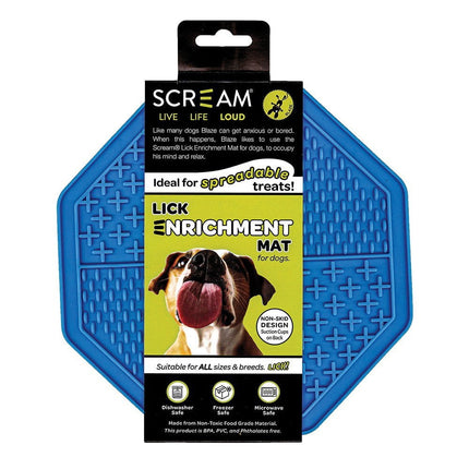 Scream Loud Blue Scream LICK ENRICHMENT MAT (SILICONE) SUCTION BASE - OCTAGON