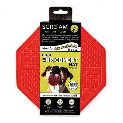 Scream Loud Orange Scream LICK ENRICHMENT MAT (SILICONE) SUCTION BASE - OCTAGON