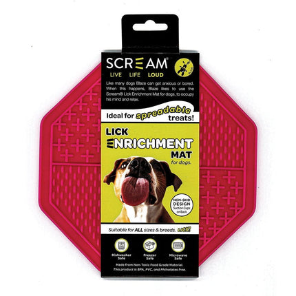Scream Loud Pink Scream LICK ENRICHMENT MAT (SILICONE) SUCTION BASE - OCTAGON