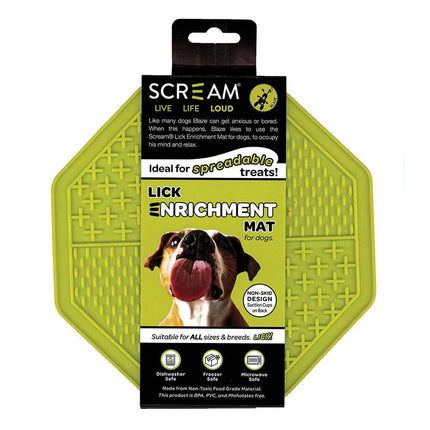 Scream Loud Green Scream LICK ENRICHMENT MAT (SILICONE) SUCTION BASE - OCTAGON