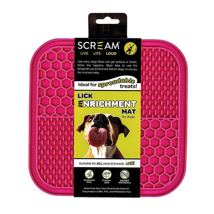 Scream Loud Pink Scream LICK ENRICHMENT MAT (TPR) NON-SKID BASE - SQUARE