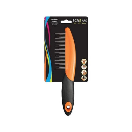 Dogtraining101 Retail Super Store SCREAM Shedding Comb Loud Orange 20cm