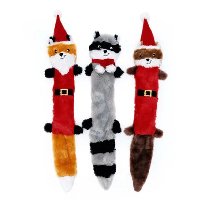 Zippy Paws Zippy Paws Christmas Holiday Skinny Peltz Squeaker Dog Toy 3-pack