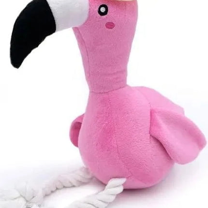 Zippy Paws Zippy Paws Playful Pal Plush Squeaker Rope Dog Toy - Freya the Flamingo